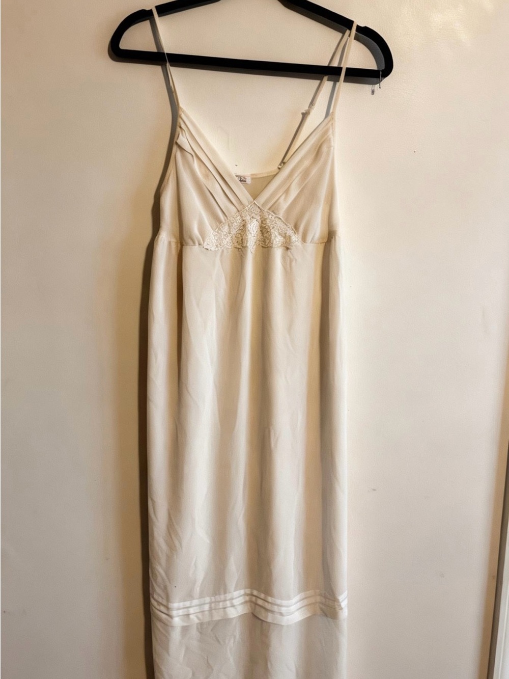 Linea Donatella Cream Lace-Trim Slip dress